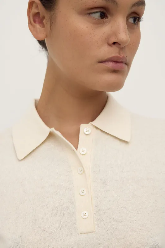 Sloane Cotton Cashmere Polo - Cream