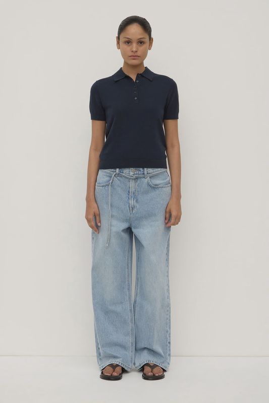 Sloane Cotton Cashmere Polo - Navy