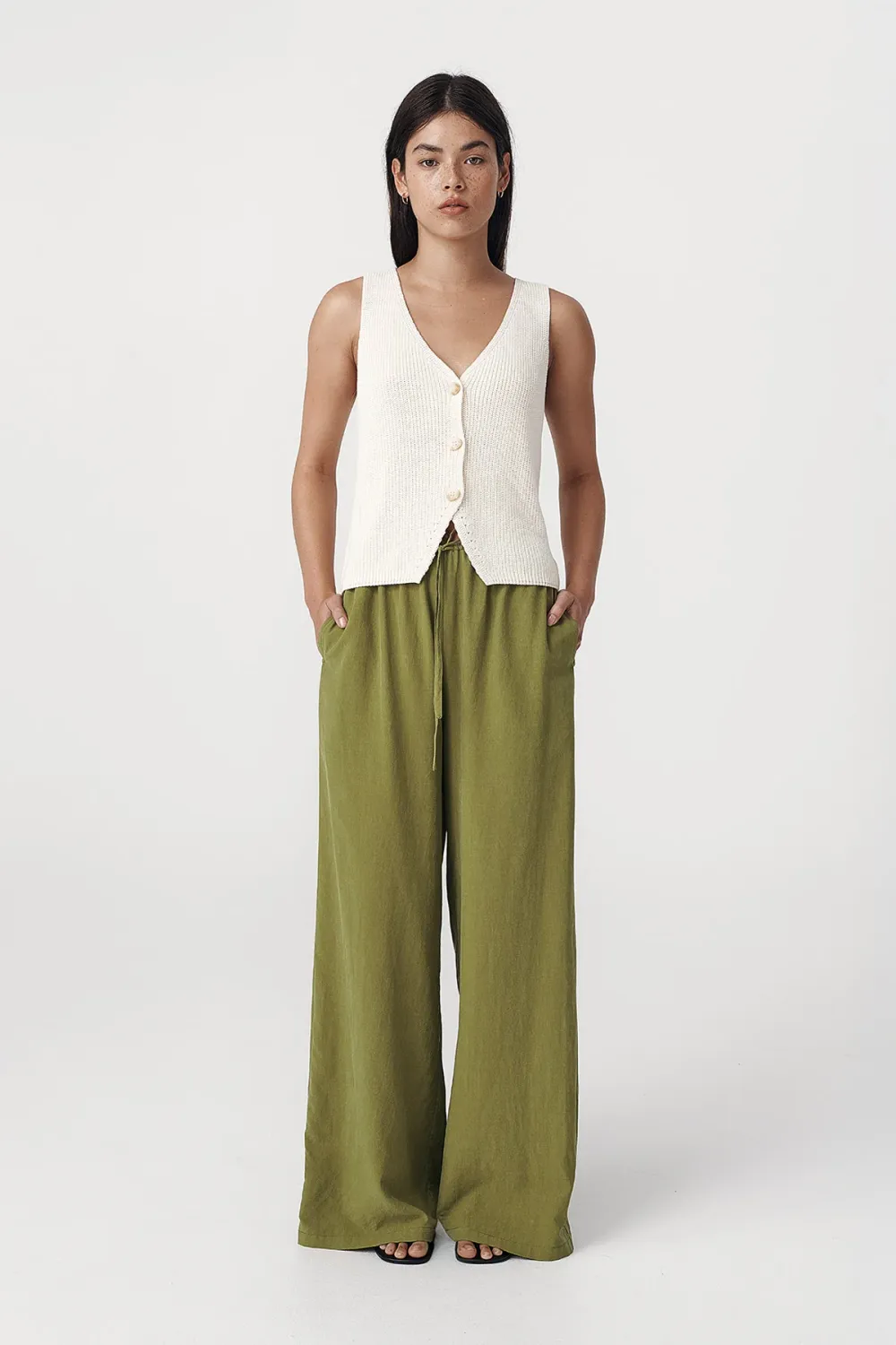 Tia Palazzo Pants - Palm Green