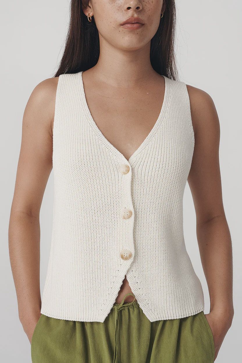 Rio Knit Vest - Bone