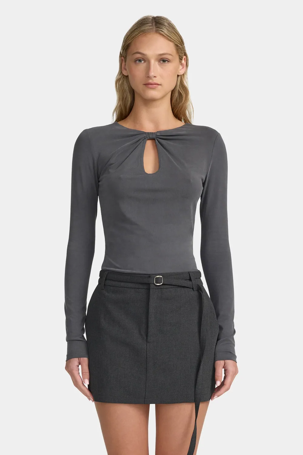 Isobel Jersey Top - Charcoal