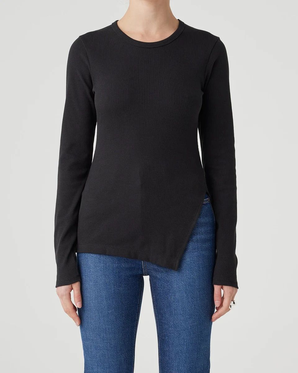 Asymmetrical Rib Top - Black