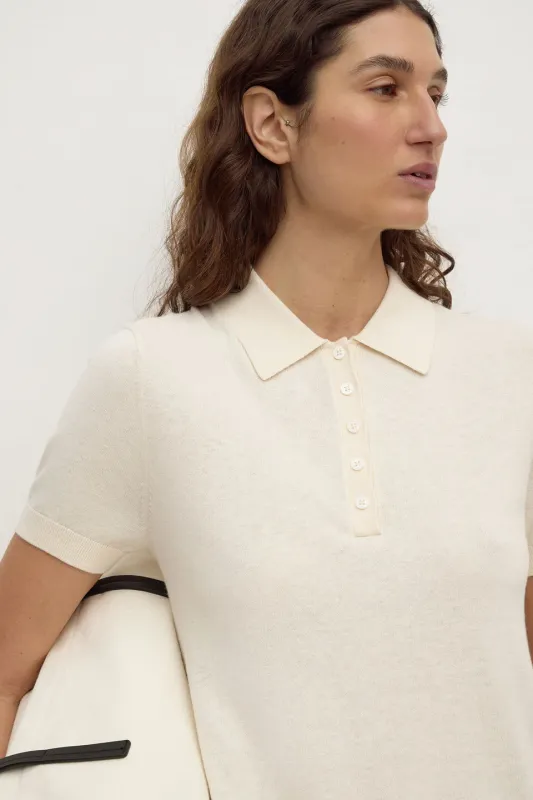 Sloane Cotton Cashmere Polo - Cream