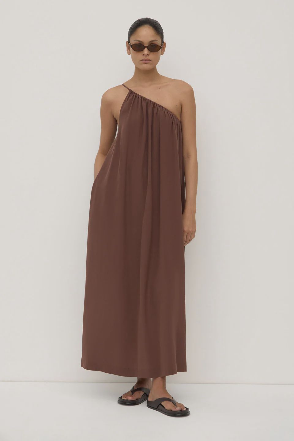 Mila Asymmetrical Maxi Dress - Espresso