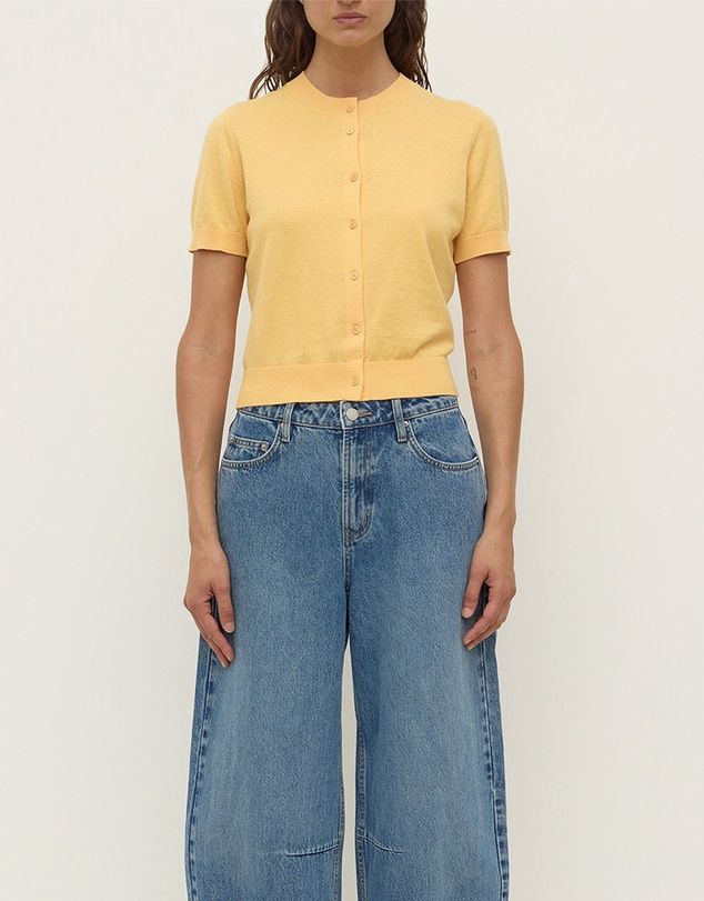 Semra Cotton Cashmere Short Sleeve Cardigan - Sol