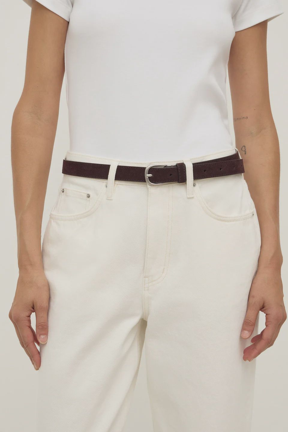 Slim Suede Belt Ganache - Ganache