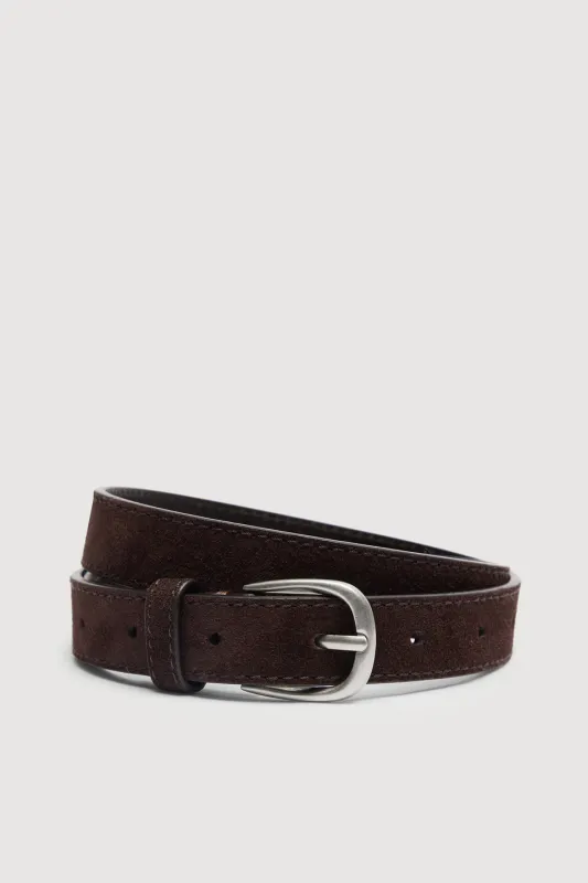 Slim Suede Belt Ganache - Ganache