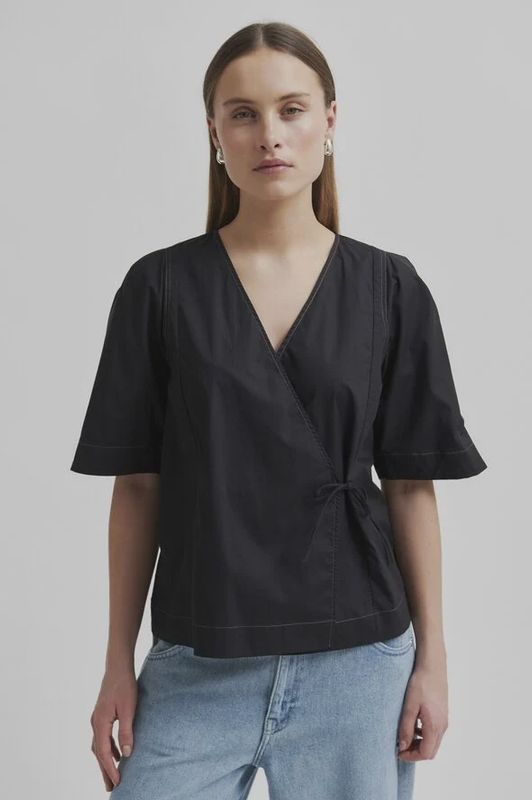 Pera Wrap Blouse - Black