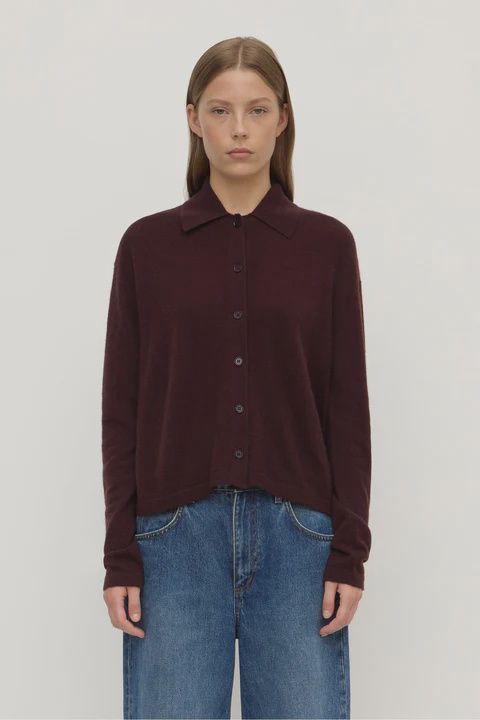 Wool Cashmere Knit Cardigan - Dark Merlot