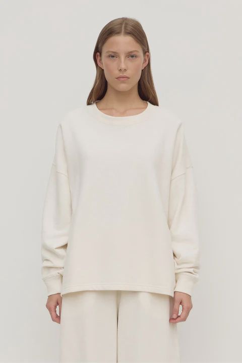 Brushed Cotton Lounge Sweater - Shell