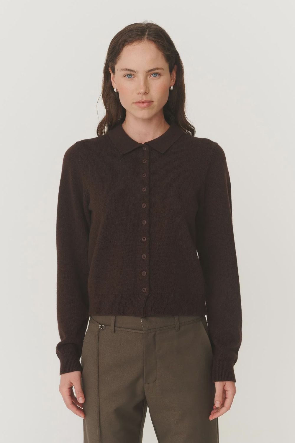 Celia Merino Knit Cardigan - Dark Cocao