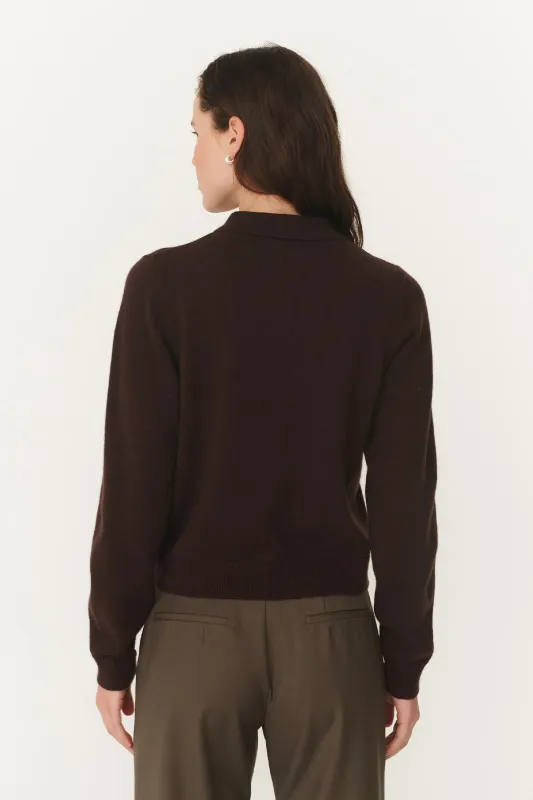 Celia Merino Knit Cardigan - Dark Cocao