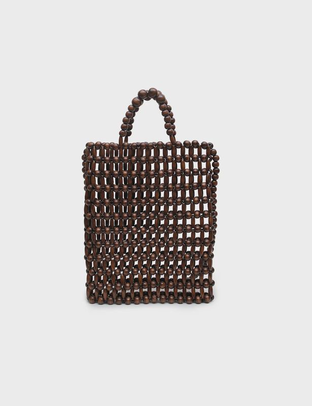 Gia Beaded Tote Bag - Brown