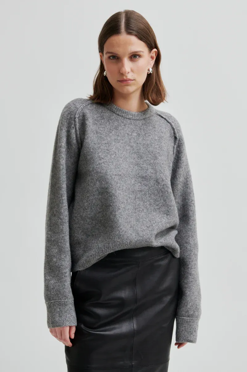 Banja Raglan Knit - Mid Grey Melange