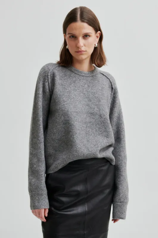 Banja Raglan Knit - Mid Grey Melange