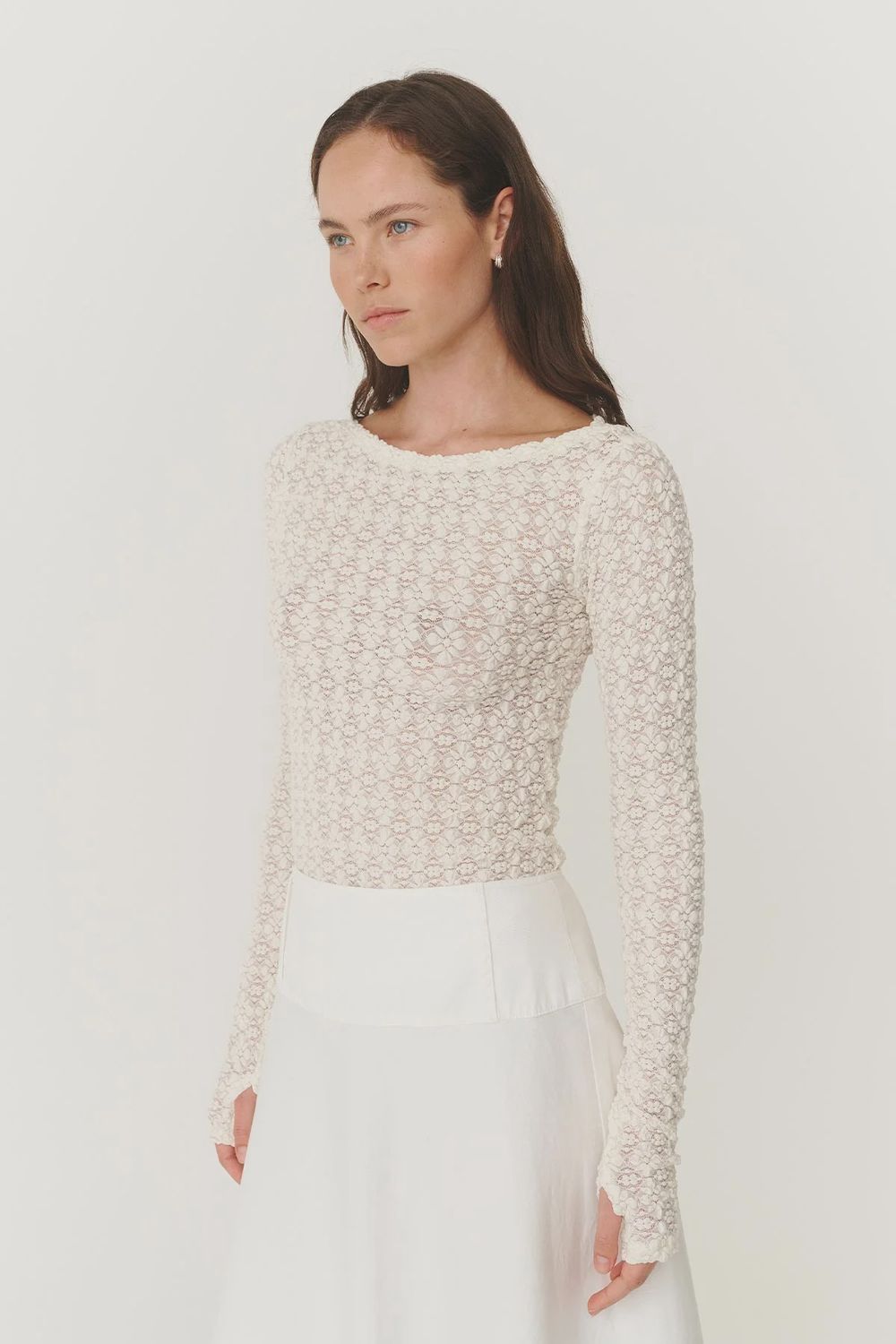 Samantha Clover Lace Top - Creme