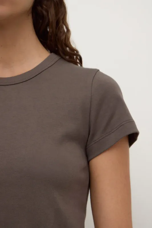 Lyla Cap Sleeve Tee - Bark