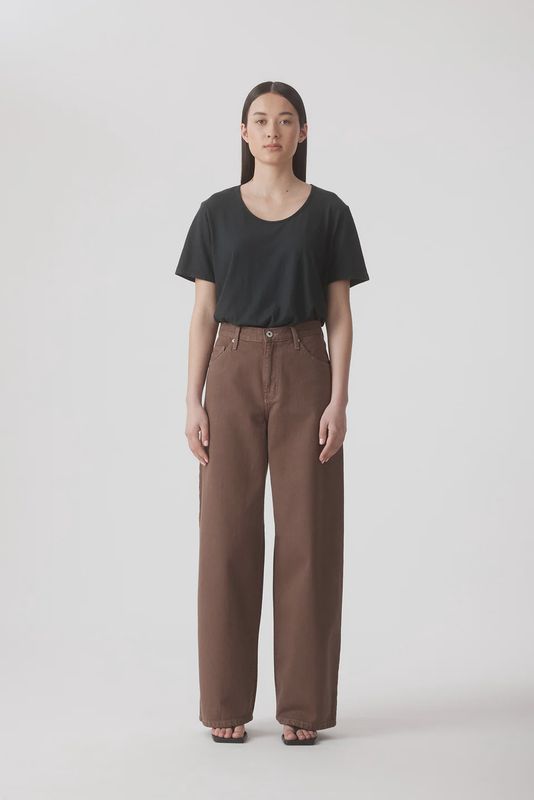 Claudia High Wide Relaxed Jean 32" - Cacao