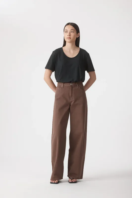 Claudia High Wide Relaxed Jean 32" - Cacao