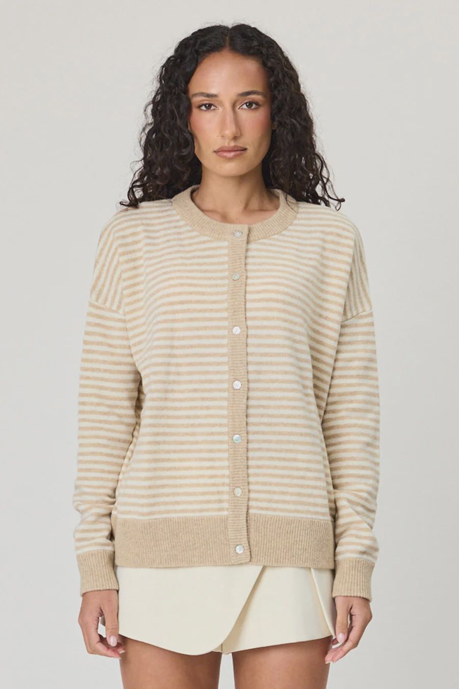 Tali Cardigan - Latte Stripe