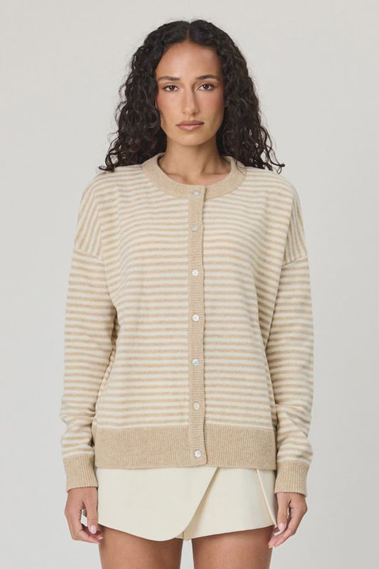 Tali Cardigan - Latte Stripe