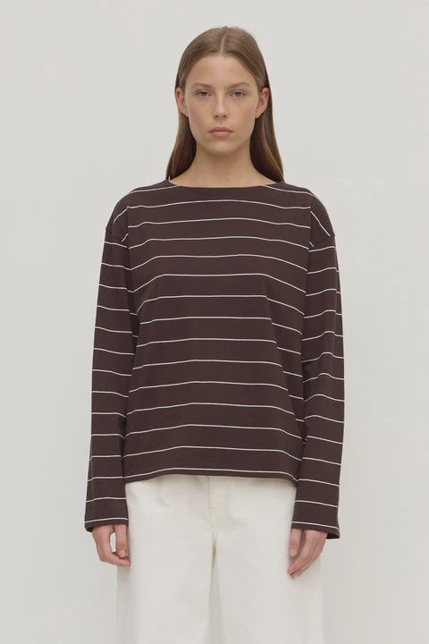 Scout Long Sleeve Tee - Ganache Cream Stripe