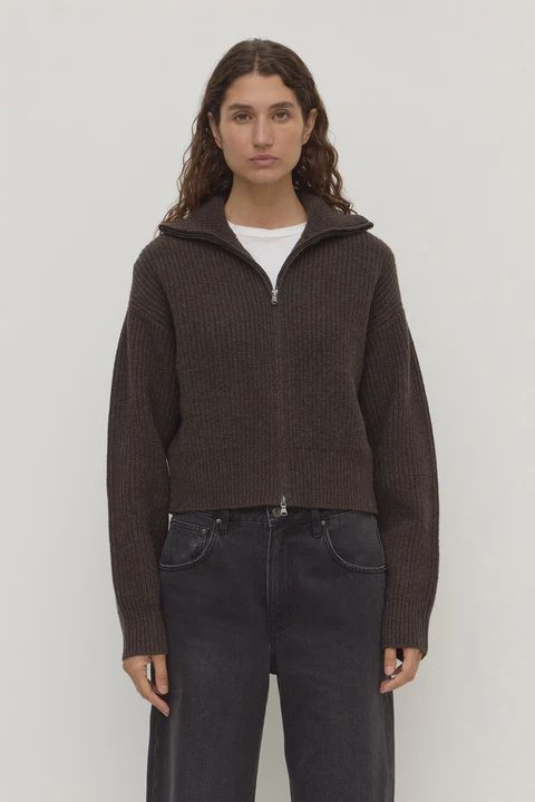 Kaia Wool Zip Sweater - Ganache Marle