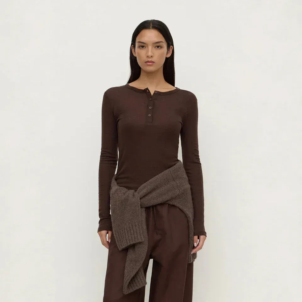 Nora Merino Wool Henley - Ganache