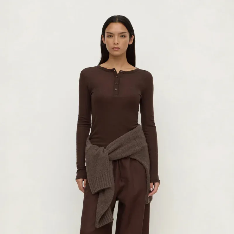 Nora Merino Wool Henley - Ganache