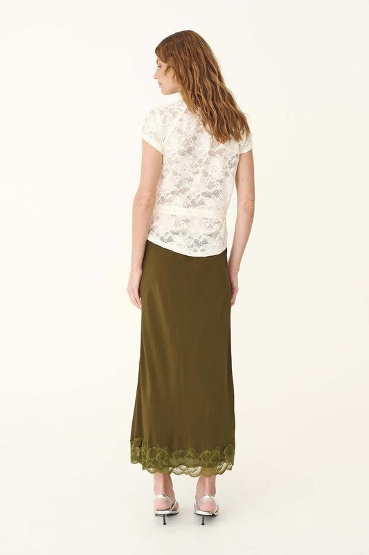 Marina Silk Midi Skirt - Olive