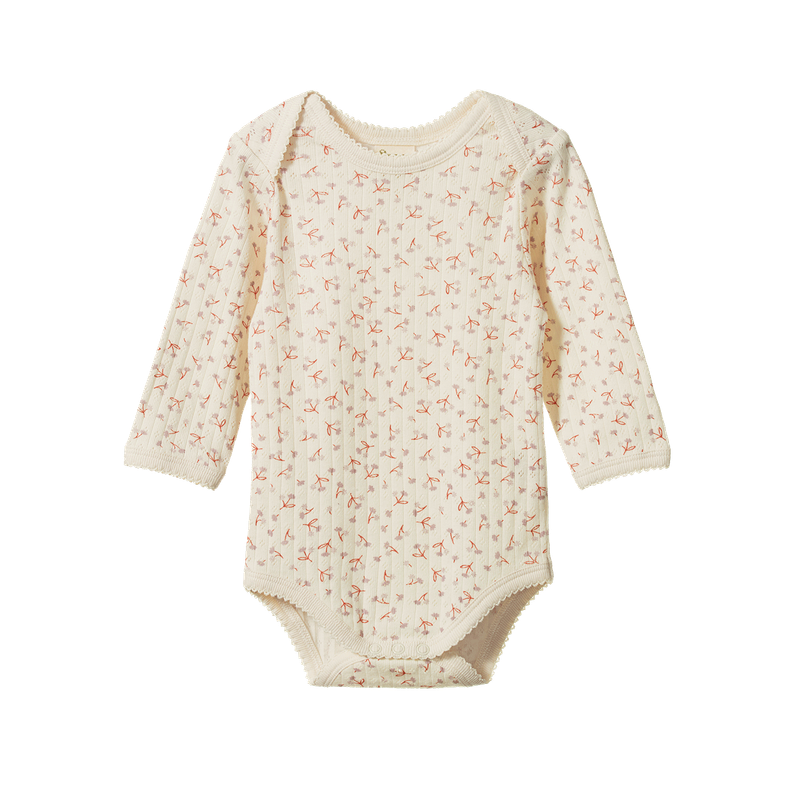 Pointelle Long Sleeve Bodysuit - Dandelion Print