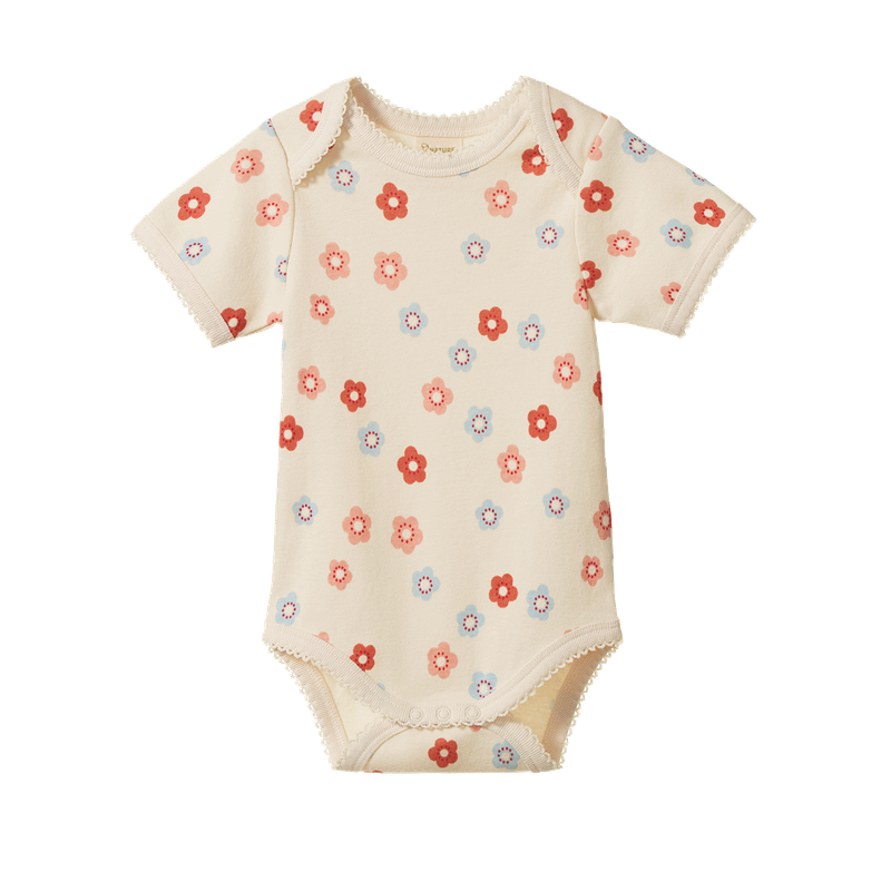 Short Sleeve Bodysuit - Petite Flora Stamp