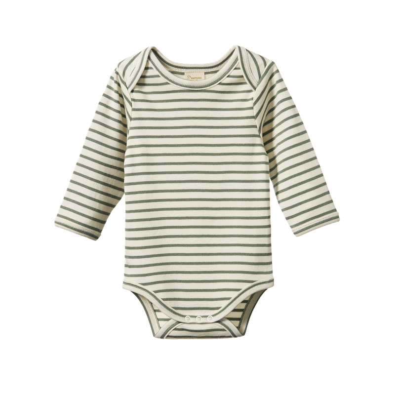 Long Sleeve Bodysuit - Nettle Sailor Stripe