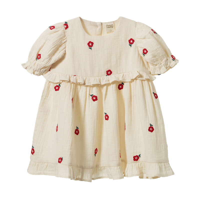 Valentina Dress Muslin - Red Flora