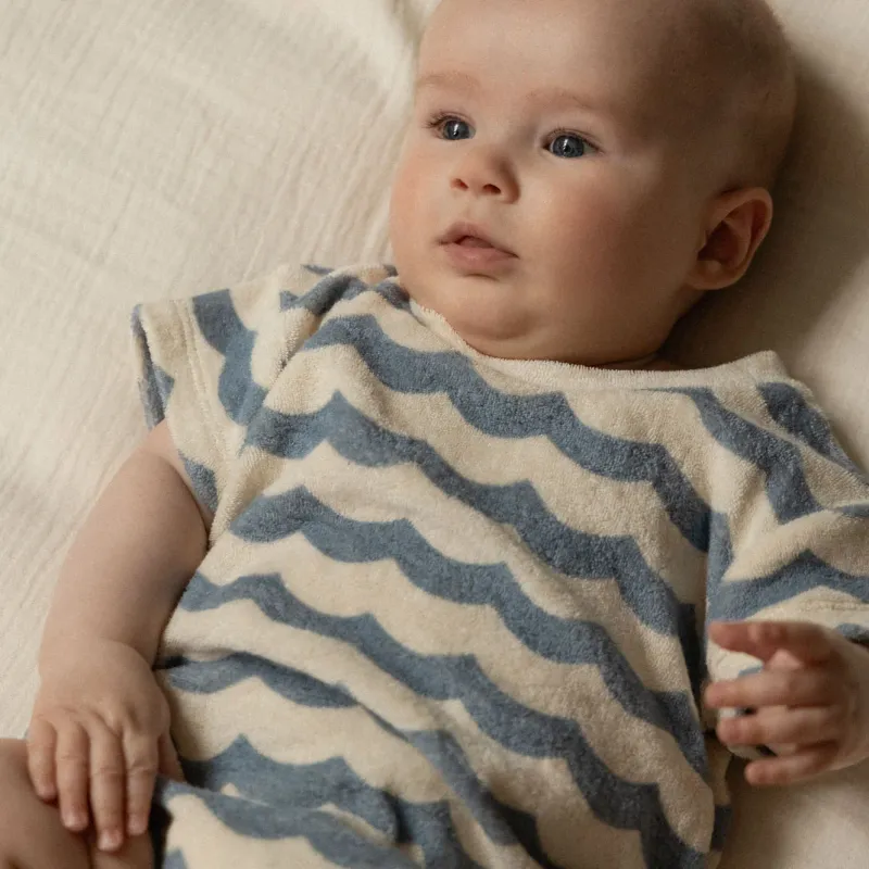 Terry Juno Romper - Waves Print