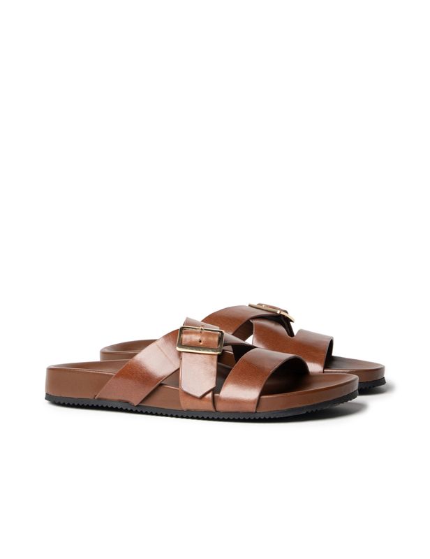 Buckle Strap Slide - Brown