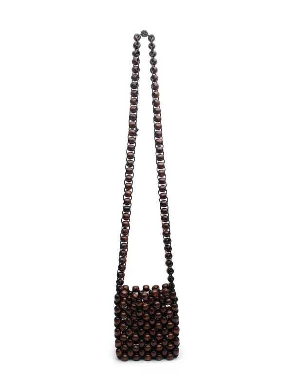 Beaded Cross Body Bag - Brown