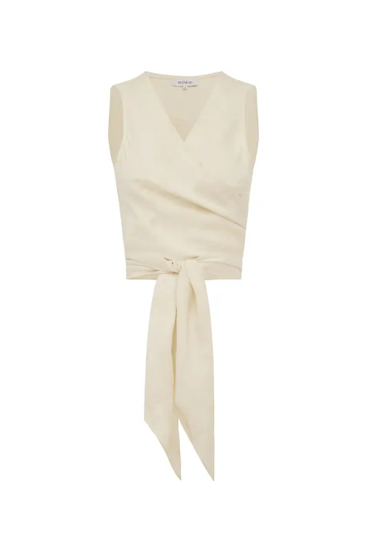 Cloudia Jacquard Wrap Top - Ivory Floral