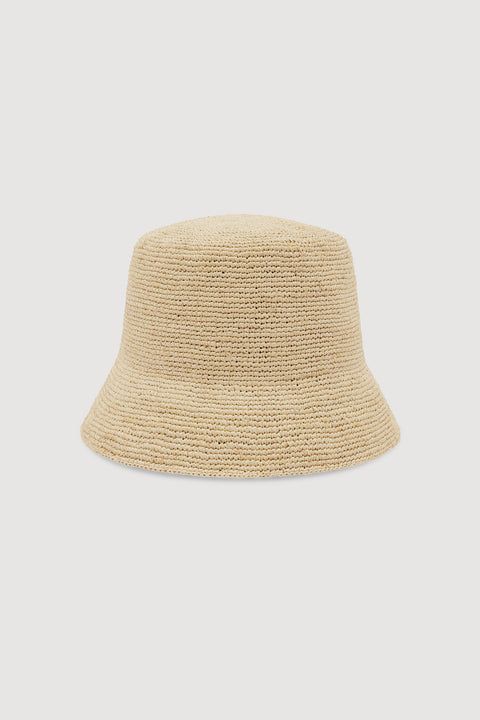 Raffia Short Brim Bucket Hat - Natural