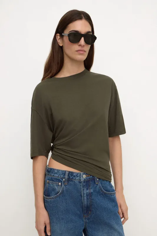 Kira Cotton Hemp Tee - Dark Military