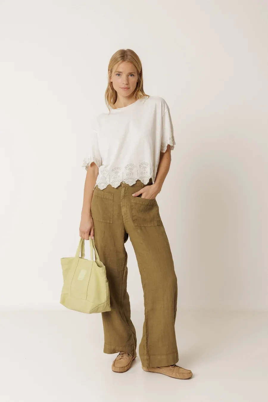 Linen Pantalon Pants - Khaki