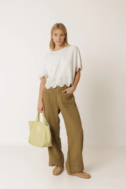 Linen Pantalon Pants - Khaki