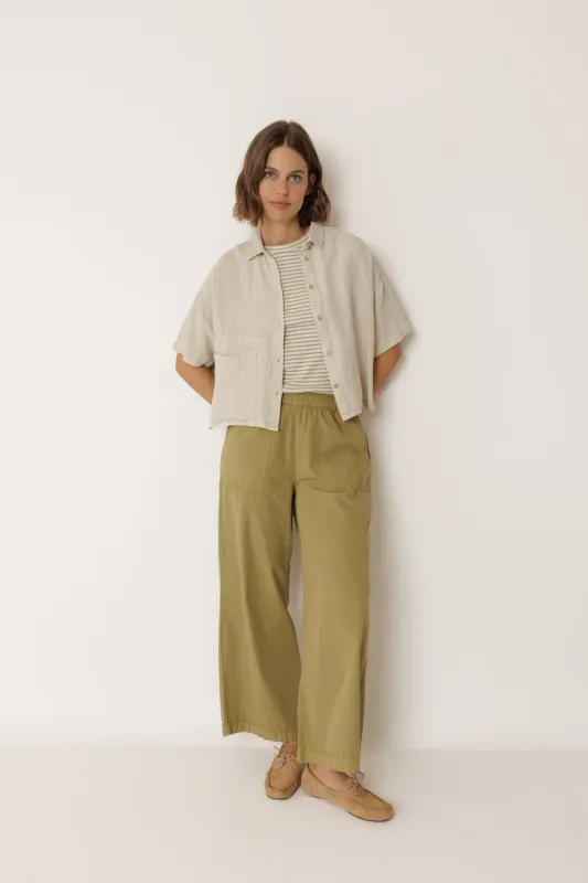 Crop Linen Shirt - Piedra