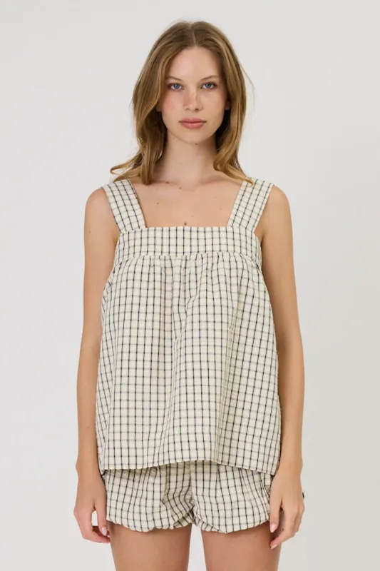 Lainey Top - Ivory Check
