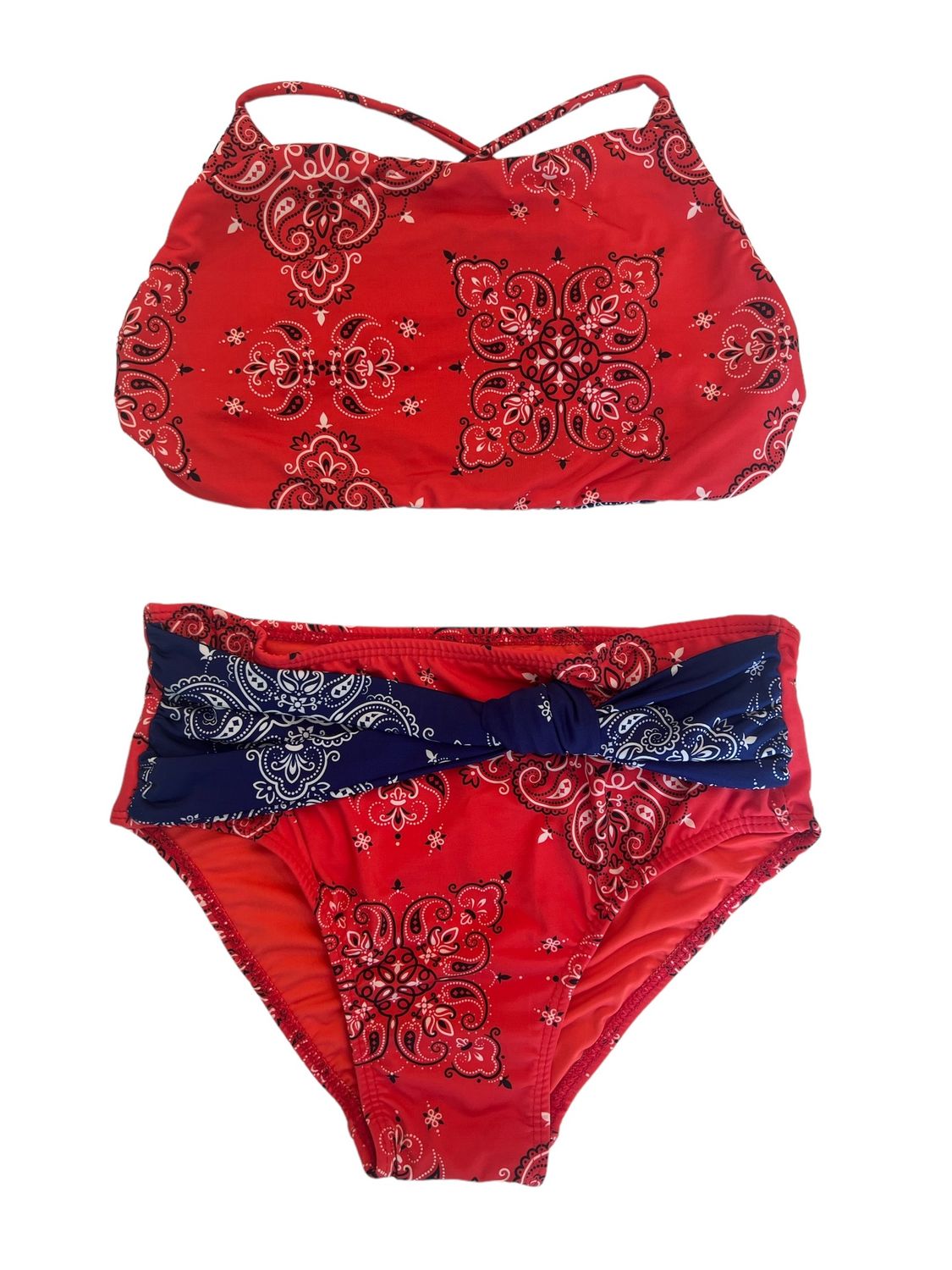 Biquini Top Hot pants Bandana Red, Size: 4