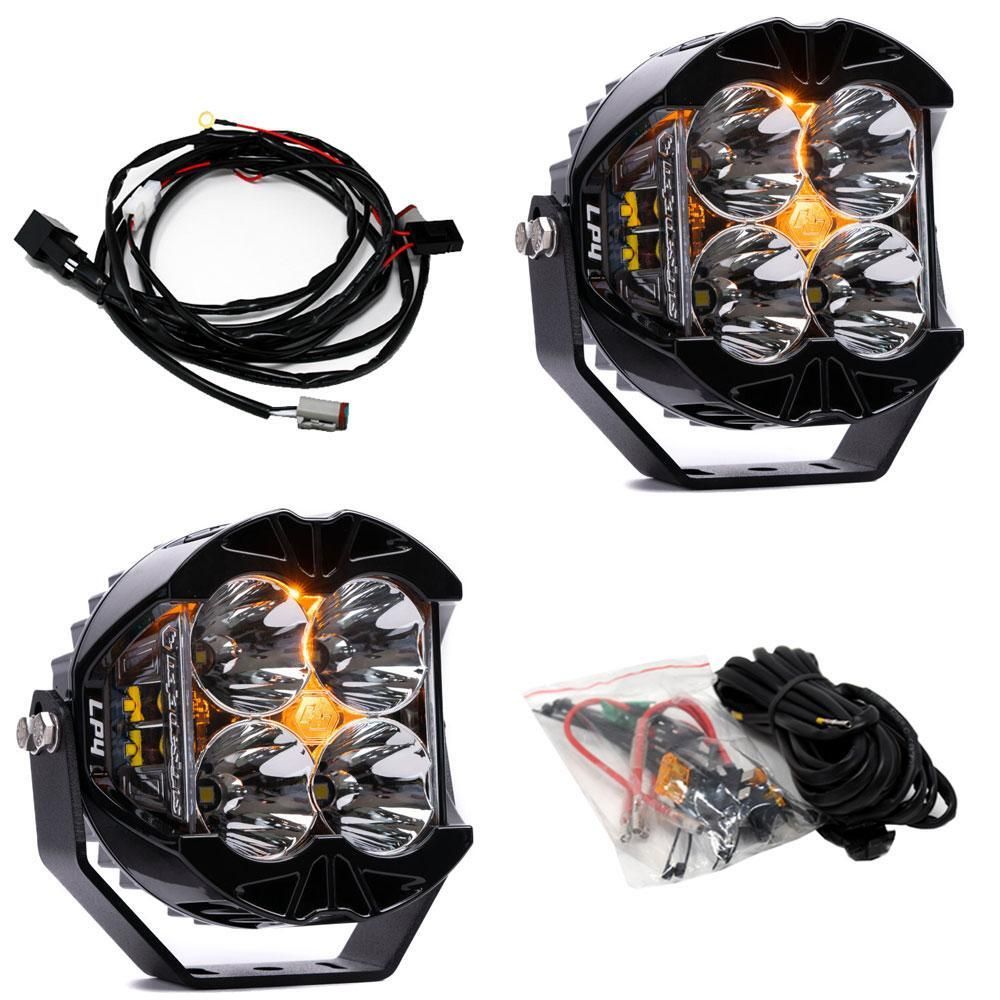 Baja Designs LP4 Pro LED Auxiliary Light Pod Pair - Universal, Light Pattern: Spot, Lens Color: Clear, Backlight: Amber