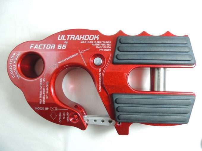 UltraHook Winch Hook W/Shackle Mount Red Factor 55, Color: Red