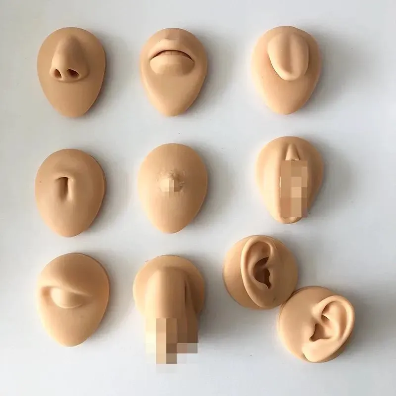 Soft Nose Belly Tongue Lips silicone Flexible Body parts Jewelry Display piercing practices acupuncture tattoos &amp; more
