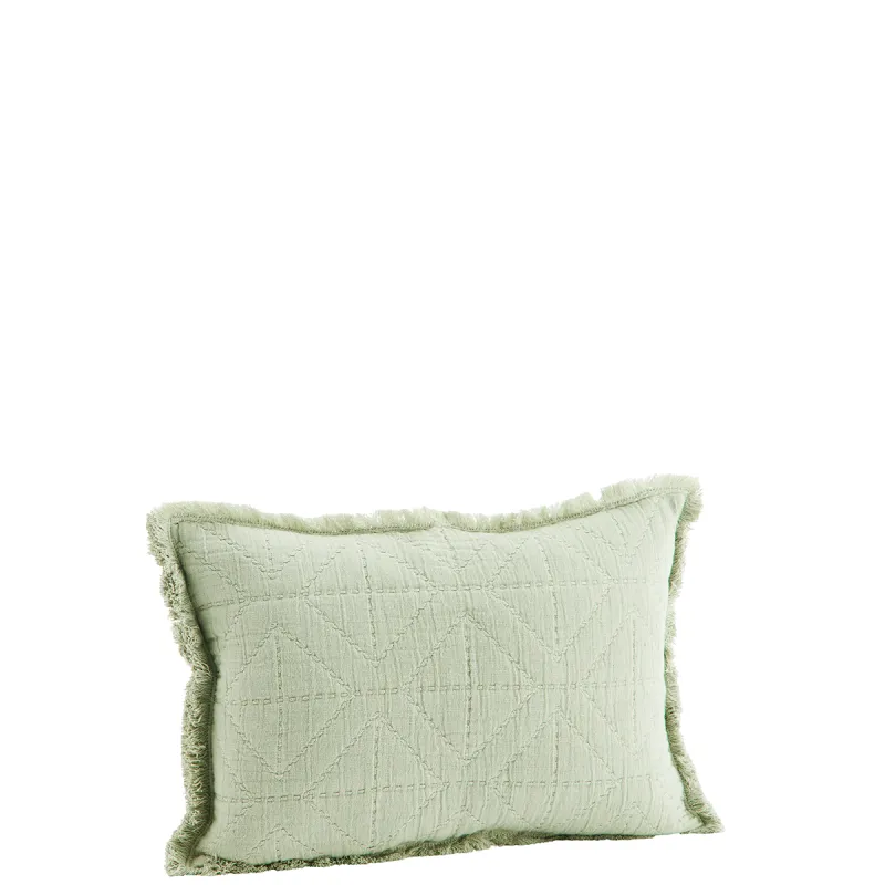 Boho Kussenhoes met broderie, Salie, 30x45cm