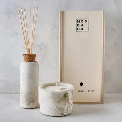 Set Mon Dada geurkaars+ geurdiffuser Urban Ecru, geur &#39; Golden Hour&#39;